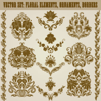 Floral ornaments and borders elements vector 02 ornaments ornament elements element borders border   