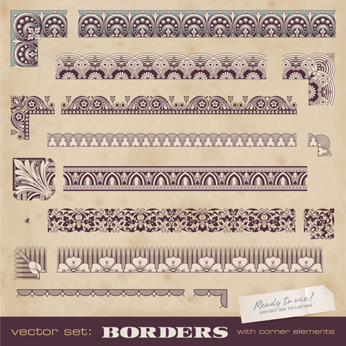 Vintage borders with corner elements vectors 03 vintage elements corner borders   