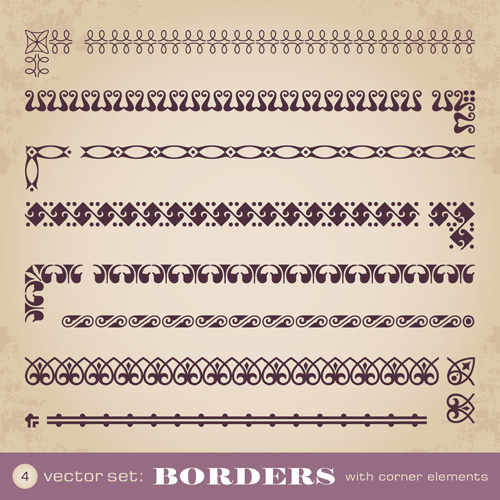 Vintage borders with corner elements vectors 01 vintage corner borders   