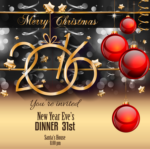Red christmas ball with 2016 new year vector 01 year red new christmas ball 2016   