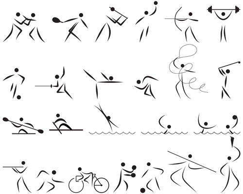Different Olympic sports People Silhouettes vector 04 sports Sport silhouettes silhouette people olympic different   