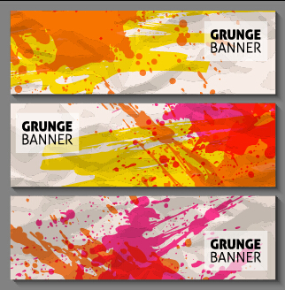 Grunge watercolor banners set vector material 05 watercolor grunge banners   