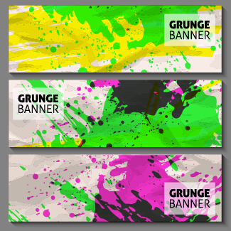 Grunge watercolor banners set vector material 04 watercolor grunge banners   