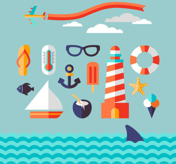 Cartoon sea elements creative vector sea elements creative cartoon   