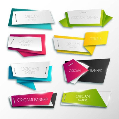 Colored origami layered banner vector origami layered banner   