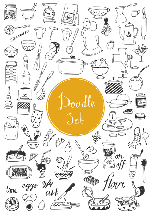 Doodle material vector set 16 material doodle   