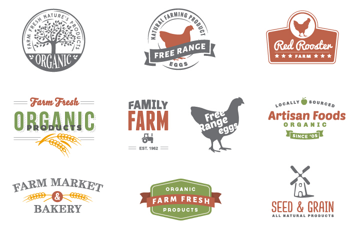 Retro style farm logos design vector Retro style Retro font logos farm   
