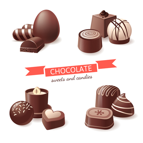 Chocolate sweet and candies vector illustration 05   