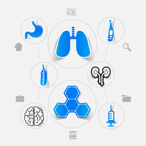 Medicine infographic with sticker vector set 20 sticke medicine infographic   