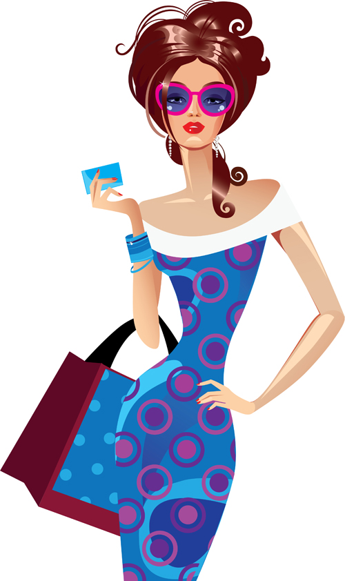 Beautiful shopping girls illustration vector 04 shopping illustration girls beautiful   