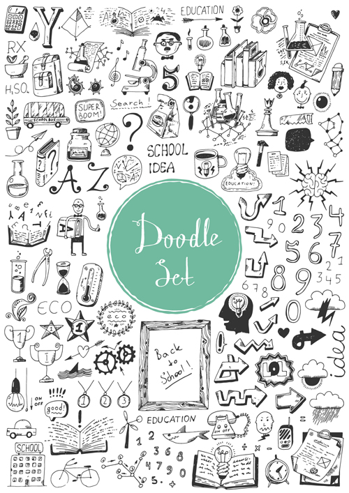 Doodle material vector set 05 material doodle   