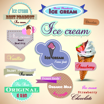 Ice cream Labels design vector 02 labels label ice cream ice cream   