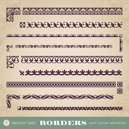 Vintage borders with corner elements vectors 05 vintage elements corner borders   