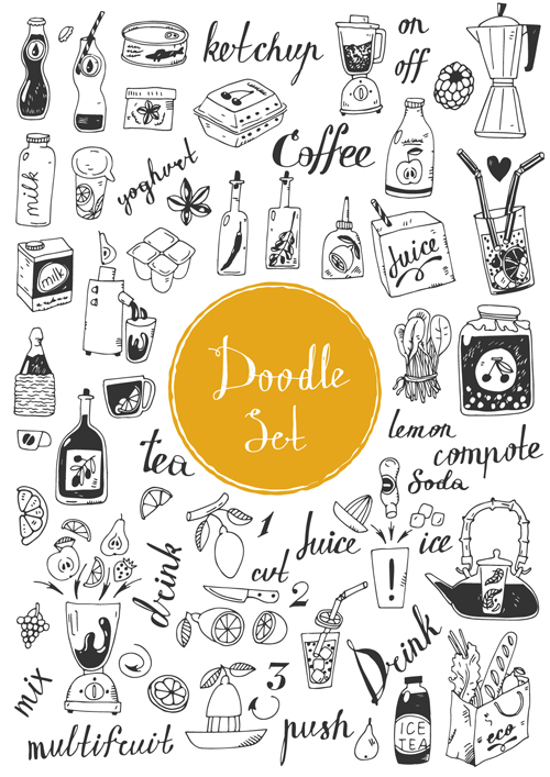 Doodle material vector set 19 material doodle   