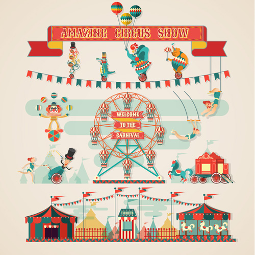 Amazing circus show vector illustration 01 show illustration Circus amazing   