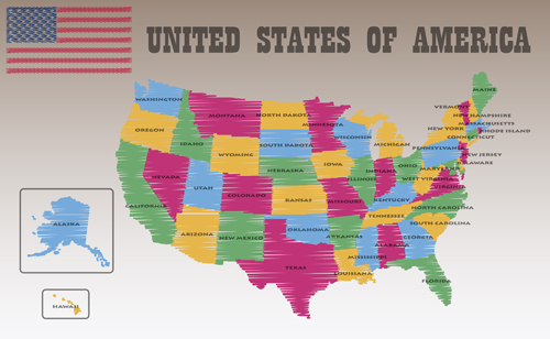 USA political map vector material 01 political map vector map   