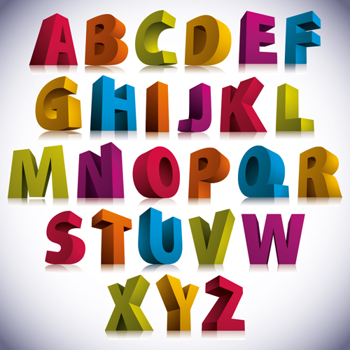 3D colorful alphabets vector design colorful alphabet 3d   