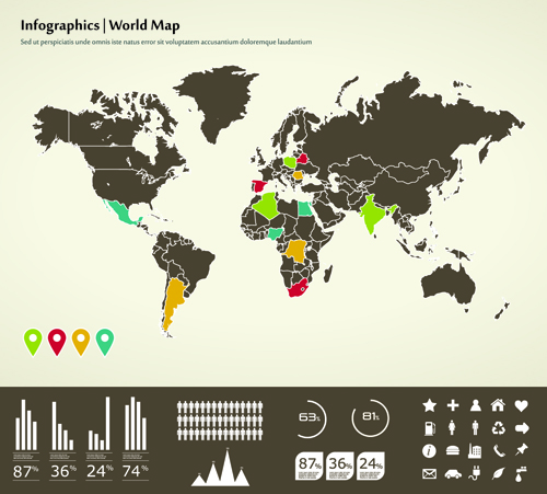 World Map with Infographic vector 05 world map world map infographic   