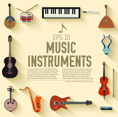 Creative music Instruments background vector graphics 01 vector graphics instruments creative background vector background   