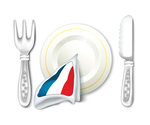 Realistic plates and cutlery vector set 09 realistic plates cutlery   
