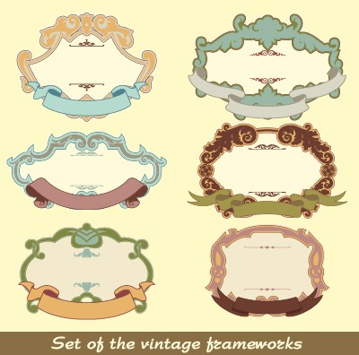 Set of Vintage frameworks elements vector 05 vintage frameworks elements element   