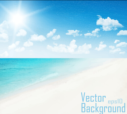 Sky clouds with sea and beach vector background sky sea free design clouds beach background   