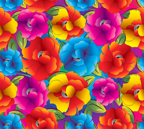 Colored Flower Seamless pattern vector 05 seamless pattern flower colored   