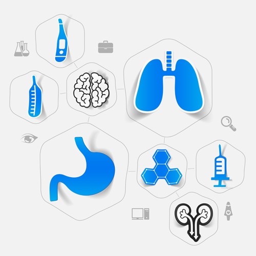 Medicine infographic with sticker vector set 21 sticke medicine infographic   