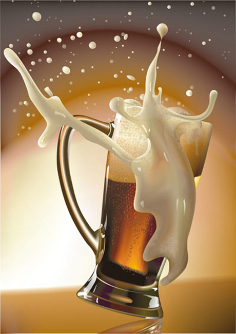 The cup of beer vector art splash foam dynamic cup of beer   