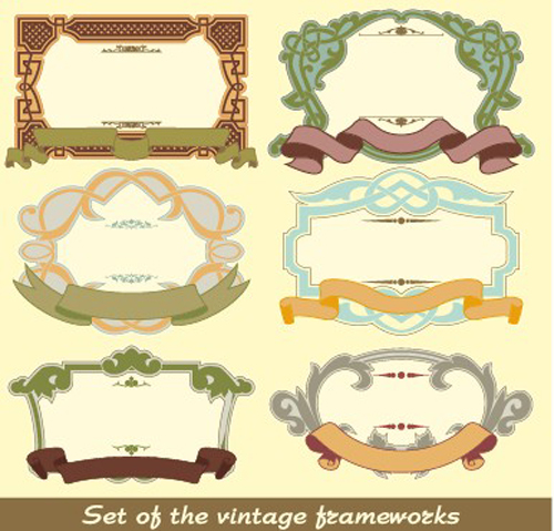 Set of Vintage frameworks elements vector 04 vintage frameworks elements element   