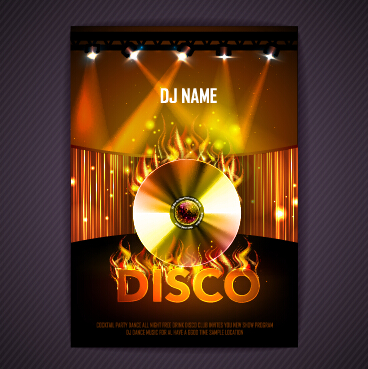 Stylish disco party poster cover 10 vector stylish poster party disco cover   