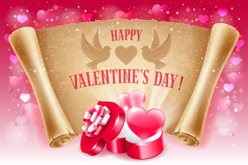 Romantic valentine day gift cards vector 03 Valentine romantic gift day cards   