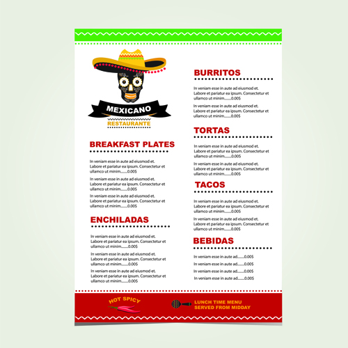 Mexican restaurant menu creative vector 01 restaurant mexican menu creative   