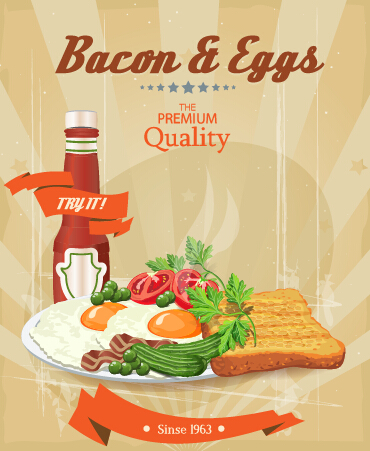 Vector retro breakfast poster design graphic 04 poster design poster graphic breakfast   