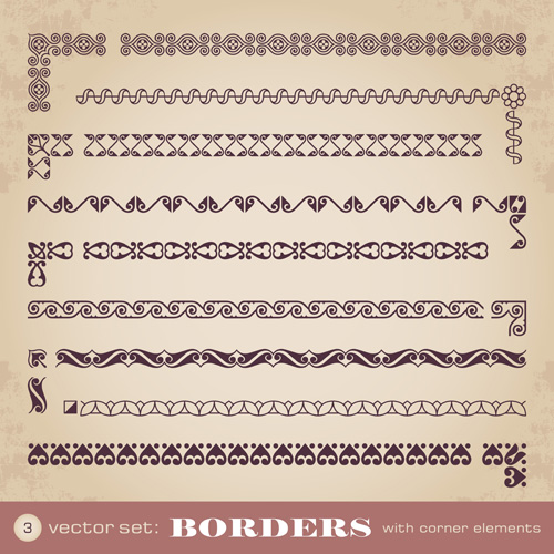 Vintage borders with corner elements vectors 02 vintage corner borders   