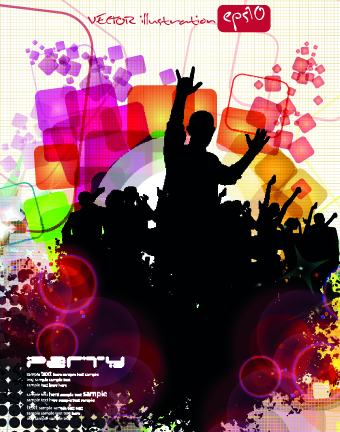Music party poster vector illustration 05 vector illustration poster party music   