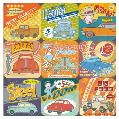 Poster Vintage Cars vector set vintage poster cars   