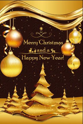 Luxury golden christmas background with baubles vector 02 luxury golden christmas baubles background   
