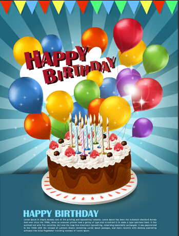 Cake and colorful balloons birthday background colorful cake birthday balloons background   