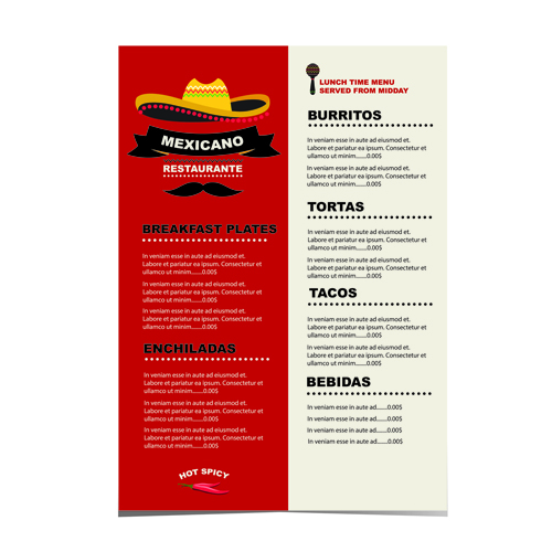 Mexican restaurant menu creative vector 02 restaurant mexican menu creative   