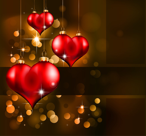 Heart hanging ornaments with Valentine day cards vector 07 Valentine ornaments heart hanging day cards   