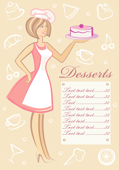 Set of Chef and menu design elements vector 02 menu elements element chef   