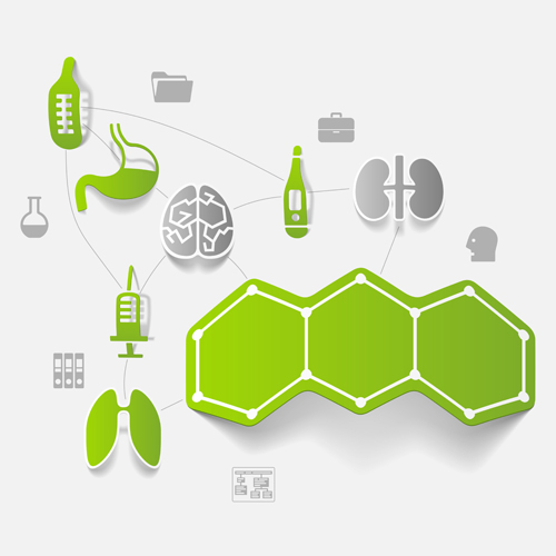 Medicine infographic with sticker vector set 18 sticke medicine infographic   