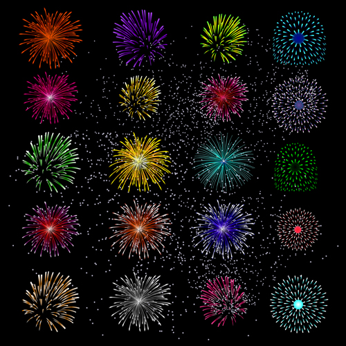 Colorful Festive fireworks design vector set 04 Fireworks festive colorful   