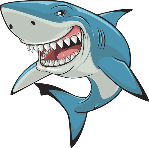 Cartoon funny shark vector material 04 shark material funny cartoon   