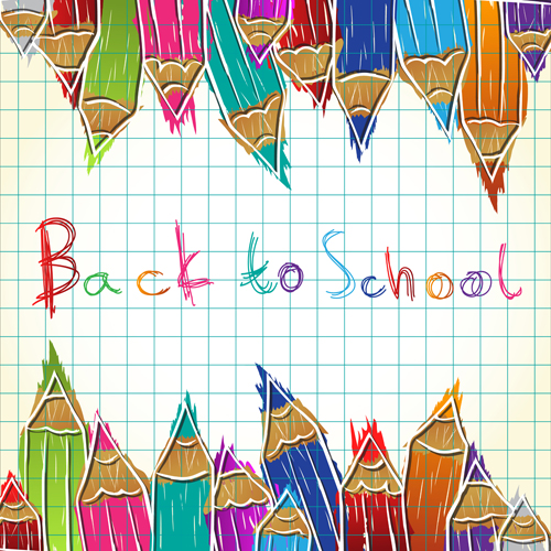 Colored pencil hand drawn school elements vector 04 school pencil hand drawn elements colored   