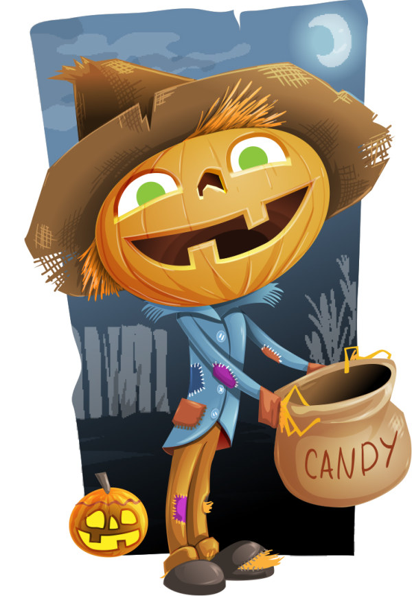 Halloween pumpkin scarecrow psd material Scarecrow pumpkin PSD material halloween   