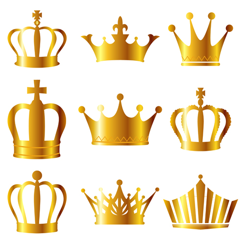 Golden royal crown bright vector material royal material golden crown   