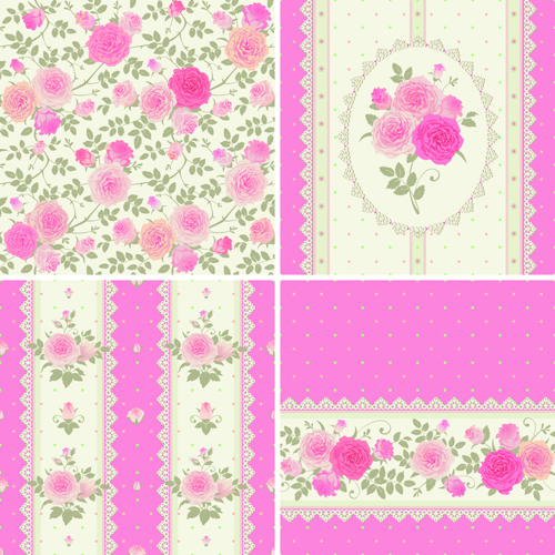 Pink rose pattern background vector material 04 vector material rose pattern rose pink pattern background material background vector background   