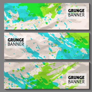 Grunge watercolor banners set vector material 03 watercolor grunge banners   